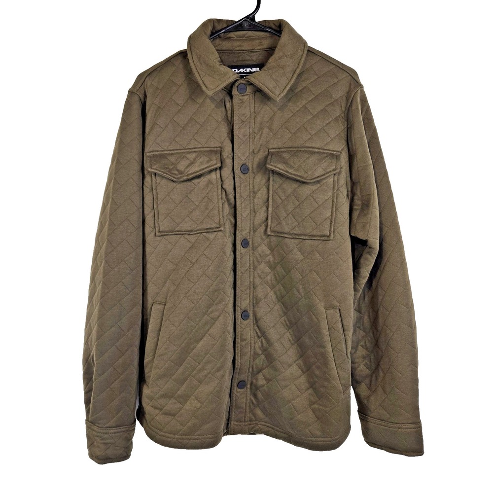 Dakine Mens Medium Olive Green Quilted Shirt Jacket Snap Closure